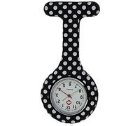 Lizzy Fashion Silicone Nurse Watch Brooch with Pin/Clip, Infection Control Design, Health Care Nurse Doctor Paramedic Medical Brooch Fob Watch (Polka Dot Black)