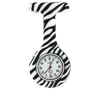 Lizzy Fashion Silicone Nurse Watch Brooch with Pin/Clip, Infection Control Design, Health Care Nurse Doctor Paramedic Medical Brooch Fob Watch (Zebra)