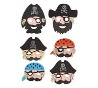 Lizzy | Foam Face Masks Pack of 6, Pirates | Soft Felt, Adjustable Elastic Strap, Lightweight, Vibrant Colours | Kids Party Bag Filler, Imaginative Play Accessory