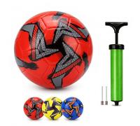 Lizzy Football Size 5 with Pump Assorted Colours 32 Panel Durable Leather Soccer Ball Outdoor Training Match Play Inflatable Kickabout Ball for Garden Sports Games Practice (Pack of 2 + Pump)