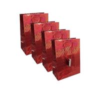 Lizzy | Gift Bags | 4 Pack, Red, Medium, 25x18x1CM | Holographic Finish, Kraft Paper, Sturdy Handles | Suitable for Christmas, Festive Packaging, Colourful Wrapping Accessory