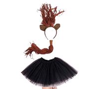 Lizzy Girls Animal Ear Set Tutu Costume School Book day week Nativity Angel Fairy Wings Halloween Fancy Dress Party Outfit Skirt Accessories Kit (Horse Set Tutu Costume)