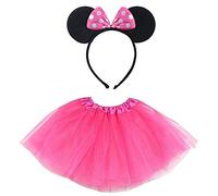 Lizzy Girls Christmas Mouse Tutu Costume - Christmas Fancy Dress (Pink Polka Dot Mouse Ear Headband With Pink Tutu)