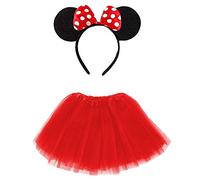 Lizzy Girls Christmas Mouse Tutu Costume - Christmas Fancy Dress (Red Polka Dot Mouse Ear Headband With Red Tutu)