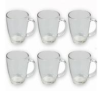 Lizzy Glass Coffee Cup | Transparent Coffee Mugs for Hot Drinks with Handles | Ideal for Latte, Cappuccinos, Tea Bag, Beverage 350ml Glasses (6)