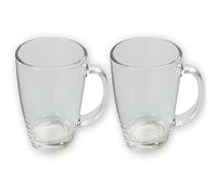 Lizzy Glass Coffee Cup | Transparent Coffee Mugs for Hot Drinks with Handles | Ideal for Latte, Cappuccinos, Tea Bag, Beverage 350ml Glasses (2)