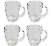 Lizzy Glass Coffee Cup | Transparent Coffee Mugs for Hot Drinks with Handles | Ideal for Latte, Cappuccinos, Tea Bag, Beverage 350ml Glasses (4)