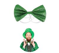 Lizzy Green Glitter Bow Tie (12x7cm) | St. Patrick's Day Irish unisex fancy dress outfit wearing fun and festive accessory symbol of Ireland