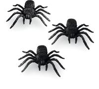 Lizzy Halloween Decoration | Spider, Pumpkin, Bat, Blooded Scary Horror Night Party Decorations Accessory for Decor Door, Window, Home, Garden (3pc Black Velvet Spider)