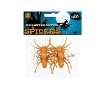 Lizzy Halloween Glitter Spiders | Pack of 4 | 6.5cm x 6.5cm Creepy Spider Table Sprinkles Halloween | Halloween Decoration Spiders Prank (Gold)