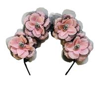 Lizzy Halloween Headbands One Size Fits Most Adults | Fancy Dress Costume Hair Accessory | Head Bopper Hat for Parties, Cosplay, Angels & Dark Themed Night Outfits (Skull Pink Flower)