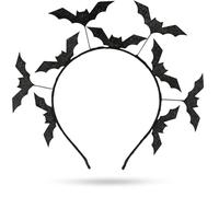 Lizzy Halloween Headbands One Size Fits Most Adults | Fancy Dress Costume Hair Accessory | Head Bopper Hat for Parties, Cosplay, Angels & Dark Themed Night Outfits (Black Glitter Bat)