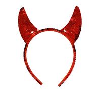 Lizzy Halloween Headbands One Size Fits Most Adults | Fancy Dress Costume Hair Accessory | Head Bopper Hat for Parties, Cosplay, Angels & Dark Themed Night Outfits (Sequin Red Devil)