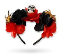Lizzy Halloween Headbands One Size Fits Most Adults | Fancy Dress Costume Hair Accessory | Head Bopper Hat for Parties, Cosplay, Angels & Dark Themed Night Outfits (Glitter Spider Skull Flower)