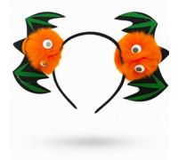 Lizzy Halloween Headbands One Size Fits Most Adults | Fancy Dress Costume Hair Accessory | Head Bopper Hat for Parties, Cosplay, Angels & Dark Themed Night Outfits (Orange Pom Pom Bat)