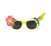 Lizzy Hawaiian Tropical Novelty Sunglasses with Dark Lenses | Summer Beach BBQ Fancy Dress Accessories (Yellow)