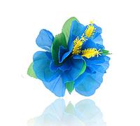 Lizzy Hibiscus Flower Hair Clip | 11 CM Women Tropical Hawaiian Flower Hair Clip | Beach Women Party Hair Accessories Wedding Bride (Blue)