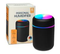 Lizzy Humidifier 300ml Portable Mini Humidifiers for Bedroom, Personal Desktop Air Humidifier with Colorful Cycling Light | 2 Mist Modes and Auto Shut-Off, Super Quite for Office Home Car (Black)