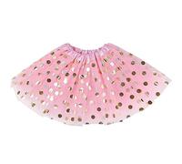 Lizzy Kids 3-Layered Tutu Skirt for Girls - Fancy Dress, Ballet, Dance, Halloween Costume | Soft Tulle Fabric with Elastic Waistband (UK, Age, 9 Years, 10 Years, Regular, Polka Dot Gold/Pink)