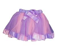Lizzy Kids 3-Layered Tutu Skirt for Girls - Fancy Dress, Ballet, Dance, Halloween Costume | Soft Tulle Fabric with Elastic Waistband (UK, Age, 9 Years, 10 Years, Regular, Purple & Pink Ribbon)