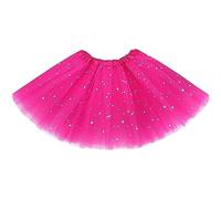 Lizzy Kids 3-Layered Tutu Skirt for Girls - Fancy Dress, Ballet, Dance, Halloween Costume | Soft Tulle Fabric with Elastic Waistband (UK, Age, 9 Years, 10 Years, Regular, Glitter -Hot Pink)