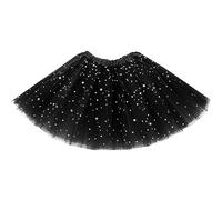 Lizzy Kids 3-Layered Tutu Skirt for Girls - Fancy Dress, Ballet, Dance, Halloween Costume | Soft Tulle Fabric with Elastic Waistband (UK, Age, 9 Years, 10 Years, Regular, Glitter - Black)