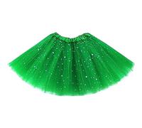 Lizzy Kids 3-Layered Tutu Skirt for Girls - Fancy Dress, Ballet, Dance, Halloween Costume | Soft Tulle Fabric with Elastic Waistband (UK, Age, 9 Years, 10 Years, Regular, Glitter - Green)