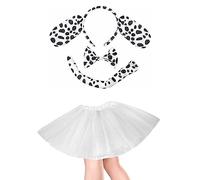 Lizzy Kids Animal Ear Set Tutu Costume School Book Day Week Nativity Angel Fairy Wings Fancy Dress Party Outfit Skirt Accessories Kit (3PC Dalmatian Set Tutu Costume)
