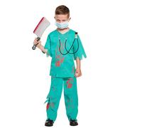 Lizzy Kids Bloody Surgeon/Doctor Costume Face Mask + Stethoscope Toy Halloween Fancy Dress Boys Child Outfit Accessory (Large 10-12 Years)