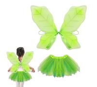 Lizzy Kids Princess Costume Fairy Wings with Green Tutu Skirt | Butterfly Wing Fancy dress accessory for Kids Girls Birthday Party Carnival Cosplay Halloween Christmas