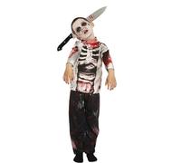 Lizzy Kids Zombie Boy Costume with Knife Headband | Scary Halloween Fancy Dress Outfit for Boys | Long Sleeve Skeleton Zombie Costume for Kids Trick-or-Treat (Small 4-6)