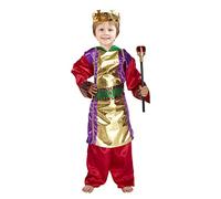 Lizzy King Costume With Gold Crown | Boys Fancy Dress Costume For Book Week Day, King Coronation Day, Role Play, Stage Shows Party Outfit Costumes (Small (4-6 Years))