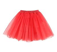 Lizzy Ladies Adult 3 Layered Plain Coloured Women Tutu Skirt Ballet Dance Skort Tulle Skirts and Occasion Fancy Dress Party Hen Party Fairy Princess Halloween (Red)