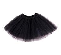 Lizzy Ladies Adult 3 Layered Plain Coloured Women Tutu Skirt Ballet Dance Skort Tulle Skirts and Occasion Fancy Dress Party Hen Party Fairy Princess Halloween (Black)