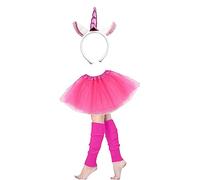 Lizzy Ladies Animal Costume (Ear Bow Tail Set + Tutu + Leg Warmer) Halloween Book Week Party Fancy Dress Outfit Skirt Accessories Kit (Pink Unicorn Set + Plain Pink Tutu + L/W)