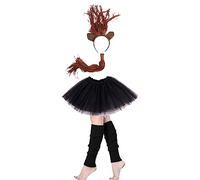 Lizzy Ladies Animal Costume (Ear Bow Tail Set + Tutu + Leg Warmer) Halloween Book Week Party Fancy Dress Outfit Skirt Accessories Kit (Horse Set + Plain Black Tutu + Leg Warmers)
