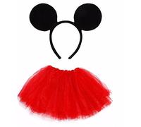 Lizzy Ladies ANIMAL FANCY DRESS TUTU with EARS BOW TAIL SET for Halloween, Hen Party Fancy Outfit Tutu Skirt (Mickey Mouse Tutu Costume)