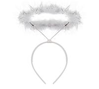 Lizzy Ladies Animal Fancy Dress Tutu with Ears Bow Tail Set for Halloween, Hen Party Fancy Outfit Tutu Skirt (Halo Headband White)