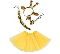 Lizzy Ladies ANIMAL FANCY DRESS TUTU with EARS BOW TAIL SET for Halloween, Hen Party Fancy Outfit Tutu Skirt (Giraffe Tutu Costume)