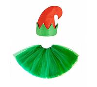 Lizzy® Ladies Deluxe Christmas Elf Tutu Costume - Christmas Fancy Dress for Women - Sexy Elf Costume (Green)