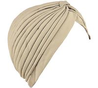 Lizzy | Ladies Turban Head Wrap | Satin, Beige, One Size | Pre-Tied Knot, Soft & Comfortable, Fashionable Ethnic Style | Elegant Satin Headscarf for Women