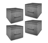 Lizzy Large Rectangular Storage Box 25x30x40cm | Multipurpose Fabric Foldable Storage Baskets Box for Home Closet Laundry Organising Clothes and Toys (4 Pack)