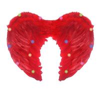 Lizzy LED Light Up Feather Angel Wings | Girls & Adult Fancy Dress Costume Accessory | Red, White & Black Light-Up Wings for Halloween, Christmas, Carnival, Cosplay (LED Red Feather Wings x 1)