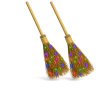 Lizzy LED Wooden Broomstick 1M with 45 Colourful Lights | Halloween Illuminated Decoration & Costume Accessory | Rustic Wood & Straw Design | Battery Operated Indoor/Outdoor Use (2)