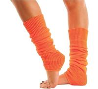 Lizzy | Leg Warmers | Neon Orange, One Size, 40cm Length | 80s Fancy Dress, Ribbed Knit, Stretch Fit | Dance, Rave, Costume Accessory