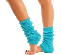 Lizzy Leg Warmers Rainbow Florescent Stripe | 80s Neon Teen Womens Adult Girl Fancy Dress Accessories Dance ware Hen Party Tutu Accessory | One Size (Light Blue)