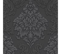 Livingwalls Baroque Wallpaper Metropolitan Stories Non-Woven Lizzy - London 10.05 m x 0.53 m Black Silver Grey Made in Germany 368984 36898-4
