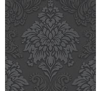 Lizzy London Baroque Damask Wallpaper Charcoal As Creation 36898-4