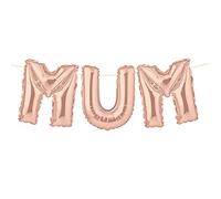 Lizzy Love Mum Badge Teddy Cup Candle Mirror Keyring Frame Gifts UK (Mum Foil Balloon Banner(Rose Gold))