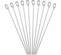 Lizzy Metal BBQ Skewers 10 Pack 35cm Stainless Steel Reusable Kebab Sticks Heavy Duty Grill Skewers for Meat Vegetables Fruit BBQ Cooking Accessories for Outdoor Grill Kitchen Party Use